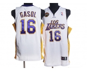 nba los angeles lakers #16 gasol white(los city edition)