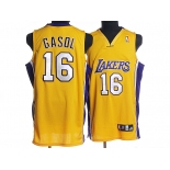 nba los angeles lakers #16 gasol yellow