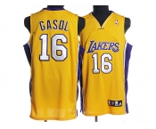 nba los angeles lakers #16 gasol yellow