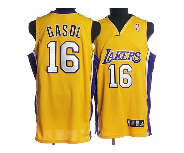 nba los angeles lakers #16 gasol yellow