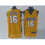 nba los angeles lakers #16 gasol yellow(fans edition)