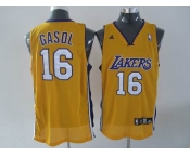 nba los angeles lakers #16 gasol yellow(fans edition)