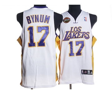 nba los angeles lakers #17 bynum white(los city edition)