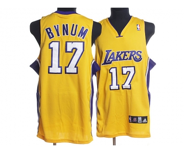 nba los angeles lakers #17 bynum yellow