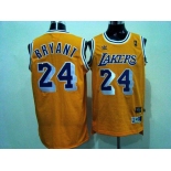 nba los angeles lakers #24 bryant m&n yellow[purple number swingman]