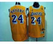 nba los angeles lakers #24 bryant m&n yellow[purple number swingman]