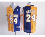 nba los angeles lakers #24 kobe bryant blue-yellow[strip][revolution 30 swingman]