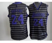 nba los angeles lakers #24 kobe bryant grey[black strip]