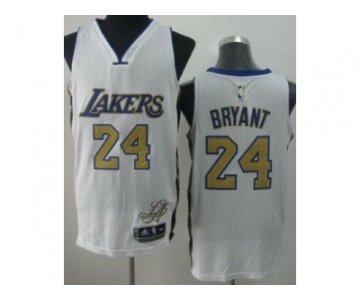 nba los angeles lakers #24 kobe bryant white[revolution 30][gold number]