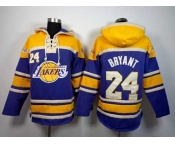 nba los angeles lakers #24 kobe bryant yellow-purple[pullover hooded sweatshirt]