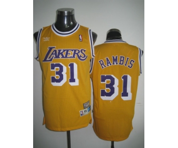 nba los angeles lakers #31 rambis m&n yellow