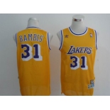 nba los angeles lakers #31 rambis yellow