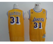 nba los angeles lakers #31 rambis yellow