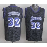 nba los angeles lakers #32 johnson black leopard print[2014 new]