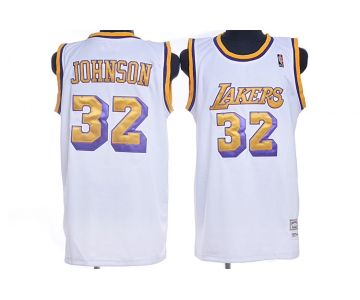 nba los angeles lakers #32 johnson m&n white