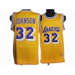 nba los angeles lakers #32 johnson m&n yellow