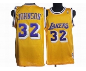 nba los angeles lakers #32 johnson m&n yellow