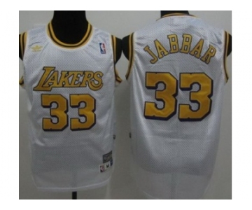 nba los angeles lakers #33 jabbar throwback white