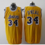 nba los angeles lakers #34 o'neal yellow