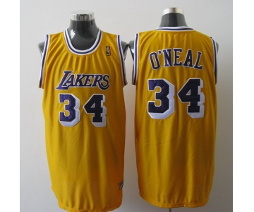 nba los angeles lakers #34 o'neal yellow