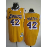 nba los angeles lakers #42 worthy m&n yellow