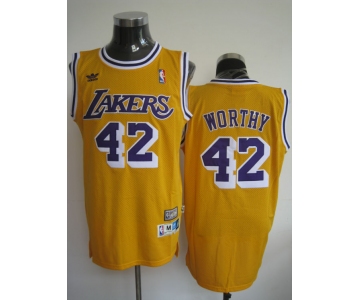 nba los angeles lakers #42 worthy m&n yellow