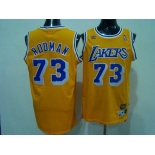 nba los angeles lakers #73 rodman m&n yellow[swingman]