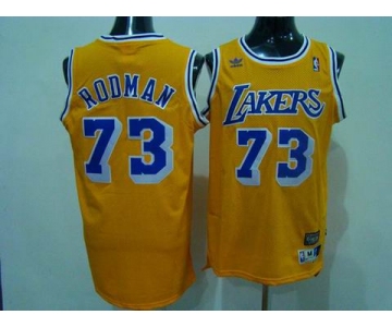 nba los angeles lakers #73 rodman m&n yellow[swingman]