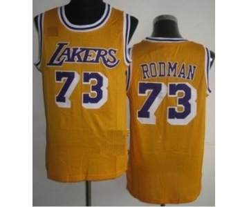 nba los angeles lakers #73 rodman yellow[m&n]