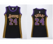 NBA Women Lakers #24 Kobe Bryant Black(Purple No.) Dress Stitched Jerseys