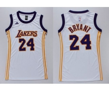 NBA Women Lakers #24 Kobe Bryant White Dress Stitched Jerseys