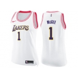 Women Nike Los Angeles Lakers #1 JaVale McGee White Pink NBA Swingman Fashion Jersey