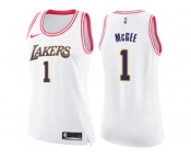 Women Nike Los Angeles Lakers #1 JaVale McGee White Pink NBA Swingman Fashion Jersey