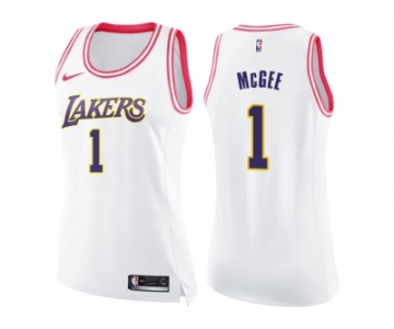 Women Nike Los Angeles Lakers #1 JaVale McGee White Pink NBA Swingman Fashion Jersey