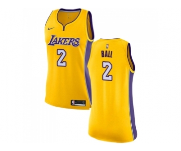 Women Nike Los Angeles Lakers #2 Lonzo Ball Gold NBA Swingman Icon Edition Jersey