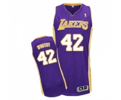 Women's Adidas Los Angeles Lakers #42 James Worthy Authentic Purple Road NBA Jersey