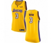 Women's Los Angeles Lakers #3 Anthony Davis Authentic Gold Basketball Jersey - Icon Edition