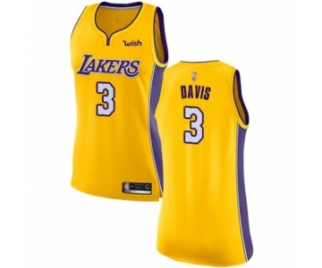 Women's Los Angeles Lakers #3 Anthony Davis Swingman Gold Basketball Jersey - Icon Edition