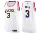 Women's Los Angeles Lakers #3 Anthony Davis Swingman White Pink Fashion Basketball Jersey