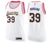 Women's Los Angeles Lakers #39 Dwight Howard Swingman White Pink Fashion Basketball Jersey