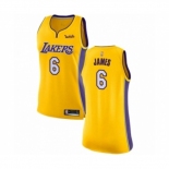 Women's Los Angeles Lakers #6 LeBron James Authentic Gold Basketball Jersey - Icon Edition