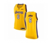 Women's Los Angeles Lakers #6 LeBron James Authentic Gold Basketball Jersey - Icon Edition