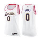 Women's Nike Los Angeles Lakers #0 Kyle Kuzma Swingman White-Pink Fashion NBA Jersey