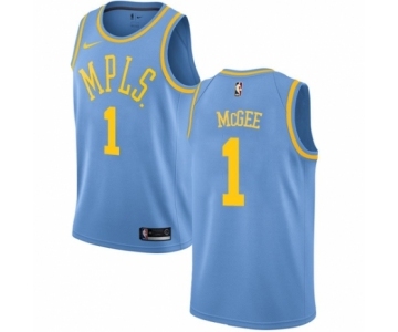 Women's Nike Los Angeles Lakers #1 JaVale McGee Authentic Blue Hardwood Classics NBA Jersey