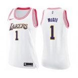 Women's Nike Los Angeles Lakers #1 JaVale McGee Swingman White Pink Fashion NBA Jersey