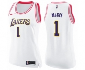 Women's Nike Los Angeles Lakers #1 JaVale McGee Swingman White Pink Fashion NBA Jersey