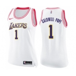 Women's Nike Los Angeles Lakers #1 Kentavious Caldwell-Pope Swingman WhitePink Fashion NBA Jersey