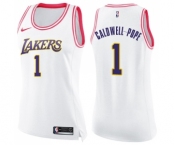 Women's Nike Los Angeles Lakers #1 Kentavious Caldwell-Pope Swingman WhitePink Fashion NBA Jersey