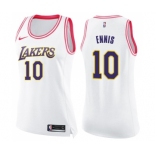 Women's Nike Los Angeles Lakers #10 Tyler Ennis Swingman White Pink Fashion NBA Jersey