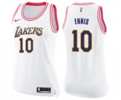 Women's Nike Los Angeles Lakers #10 Tyler Ennis Swingman White Pink Fashion NBA Jersey